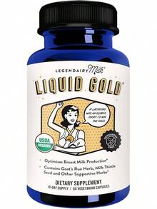 Legendairy Milk Liquid Gold Lactation Support |   Lactation Supplement With Organic Goats Rue, Milk Thistle, Shatavari, Fennel, Alfalfa & Anise |   Breastfeeding Supplements, 60 Count - 60 片(1 包) - 查看 1