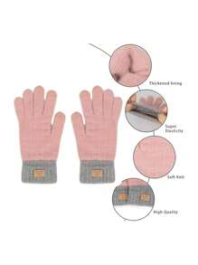 女士冬季手套 保暖手套 弹性针织触屏手套 适合寒冷天气