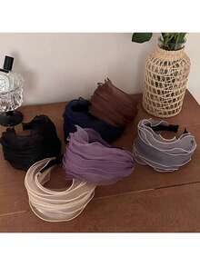 1件装女士优雅发箍，颜色可选薰衣草色、香槟色、黑色、浅灰色、浅粉色、拿铁色，宽檐刘海发饰，女士发带，秋季穿搭，发箍，化妆发箍，头饰，美妆家居发饰 - 彩色 - 查看 7