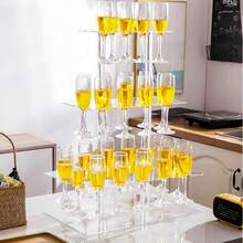 1PC Elegant Transparent Three-Tier Cocktail Glass Rack, Can Hold 36 Glasses - Tower Champagne Glass Display Rack, Wine Glass Rack Perfect For Gatherings And Parties Easy To Install And Clean - Clear - View 6