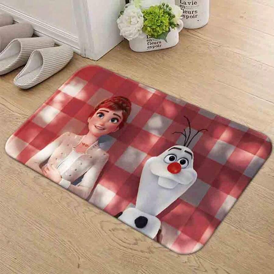 1pc Piece Printed Entrance Doormat,1pc Anna And Olaf Frozen Movie Theme Doormat Non-Slip Mat Gift Mat Personalized Home Decor Mats For In Door Kitchen Entrance Rugs And Mats Foldable Easy Cleaning