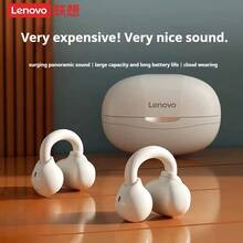 Lenovo 联想EA330无线蓝牙耳机，入耳式夹耳运动跑步耳机，非入耳式开放式耳机，超长续航 - 白色 - 查看 9