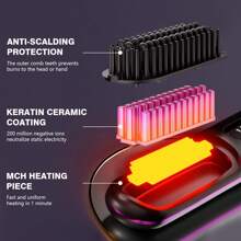 Wireless Hair Straightening Comb, Portable Straightener Brush ,Negative Ion Hot Comb, Suitable For Straight Or Slightly Curly Hair With Soft Texture, Anti-Scald Design, Continuous Use Time Is 30 Minutes, USB Rechargeable Hair Straightener Brush, With 3 Temp Settings, 30s Rapid Heating, 2000mAh Large Capacity Battery, Perfect Gift For Holiday,Portable Straightening Brush For Travel,Christmas Best Gift For Women