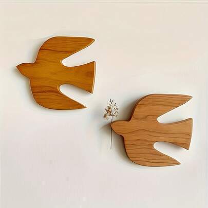 Handmade Wooden Bird Wall Hanging - Artist Home Decor Sculpture, Light Brown Woodgrain Finish, No Electricity Needed, Suitable For Any Room Decoration, Art Display | Elegant Design | Smooth Texture, Bird Decor
