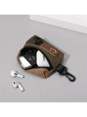 Mini Retro Colorblock Zipper Pouch, Lightweight Coin Purse, Portable Versatile Earphone Bag Travel Essentials Travel Accessories