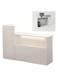 Organizador de mostrador de recepción 120cm blanco simple | Gran capacidad para oficinas y negocios | Multifuncional con superficie resistente y cajones cerrados, perfecto para archivos y dispositivos - Blanco - Ver 1