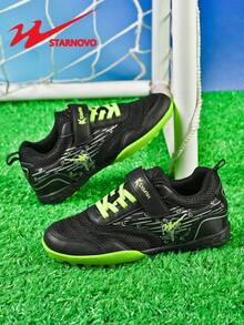 STARNOVO 儿童足球鞋，男孩和女孩足球运动鞋，皮革和网眼拼接，适合日常通勤和户外足球训练和比赛，适合青少年世界杯赛事的专业足球鞋