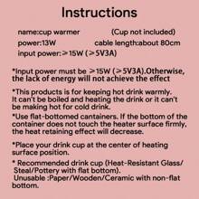 Keep Cup Warmer For Coffee Milk Tea Water Make Hot Drinks Hard To Cool USB DC 5V Desk Companion For Home Office Desk Winter Gifts