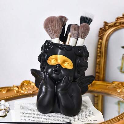 1pc Angel Face Makeup Organizer, Suitable For Makeup, Stationery Storage, Also Can Be Used As Decor