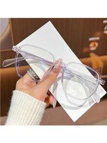 2025 Spring New Polygon Eyeglasses Frame, Versatile Minimalist Solid Color Casual TPR (Thermoplastic Rubber) Non-Prescription Glasses - Multicolor - View 3