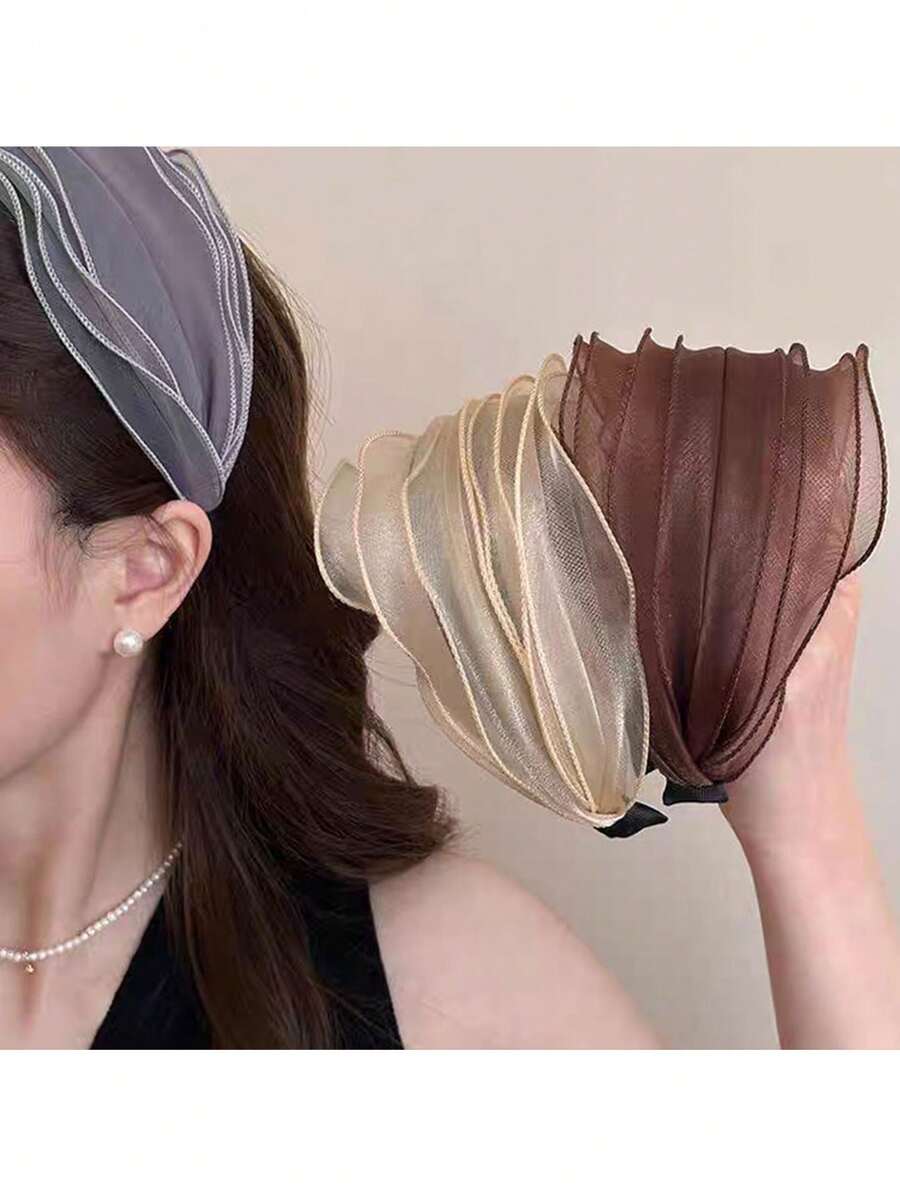 1件装女士优雅发箍，颜色可选薰衣草色、香槟色、黑色、浅灰色、浅粉色、拿铁色，宽檐刘海发饰，女士发带，秋季穿搭，发箍，化妆发箍，头饰，美妆家居发饰 - 彩色 - 查看 1