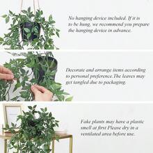 2pcs Artificial Hanging Plants Fake Small Potted Plants Faux Mandala Vines Plastic Greenery Plants For Living Room Shelf Tabletop Decor - Green - View 4