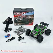 1:16 比例 38km/h 无刷遥控怪兽卡车 - 硝基动力高速，带 LED 灯，4x4 电动遥控漂移车，适合青少年遥控车爱好者（可自行组装专业级全地形合金底盘）