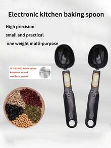 1pc 500g/0.1g High Precision Measuring Spoon Scale - Handheld Electronic Scale - Essential Kitchen Scale - Can Switch Between Multiple Units (G, Oz, Ml, Lb) - One-Touch Tare Function - LED Display - Durable ABS Material - Suitable For Weighing Pet Food, Kitchen Prep & More - Detachable Spoon Head For Easy Cleaning - Batteries Not Included - Black - View 9