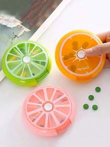 1 PC 7-Day Weekly Pill Organizer Container, Portable 7-Compartment Round Pill Box