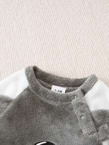 男婴可爱考拉耳角设计保暖长袖连体衣，秋冬季