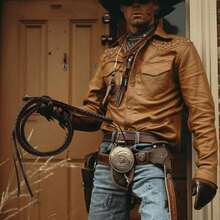 1 Strip Of Western Denim Leather Brown Black Whip - Clothing Accessory Whip, Suitable For Cowboy Cosplay - Black - View 4