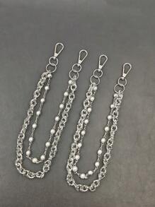 Retro Pearl Skull Pants Chain Fashionable Men And Women One's Waist Luxury Accessories Multifunctional Pearl Chain For Bag Two Types Of Pearls Are Randomly Sent With The Same Length.