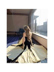 Women's Party/Banquet Patchwork Ruffle Hem Spaghetti Strap Dress - Multicolor - View 6