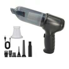 2000mAh/7.4V 手持式吸尘器，干湿两用，吸力强劲，适用于汽车、家居、办公室和宠物清洁，配备多种吸嘴/迷你拖把，ABS材质 - 黑色+1個濾芯 - 查看 10