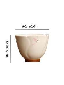 1/2/6 piezas Tazas de té de cerámica con patrón de orquídea, tazas de té Gongfu con borde floral pintado a mano, tazas para cata de té, adecuadas para reuniones, té de la tarde, recibir invitados, regalo - Multicolor - Ver 2