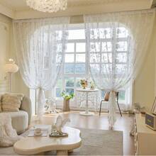 1 件法式复古风格白色花卉蕾丝薄纱窗帘，适用于客厅、卧室、书房 - 彩色 - 查看 6