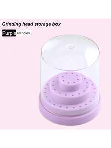 1 pezzo Scatola portaoggetti per punte di levigatura da 48 fori - rosa, bianco, blu, viola, verde, rosso rosa, con coperchio trasparente antipolvere per esporre e conservare forniture per unghie (è inclusa solo la scatola portaoggetti per le punte di levigatura, non sono inclusi altri strumenti)