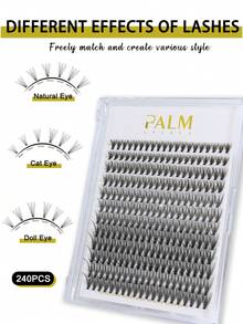 PALM LASHES 240 sợi mi giả dài, xoăn D, cỡ 10D, màu đen (0.07D-8-16mm) - Mi giả từng sợi, mi thật. - màu đen - Xem 7