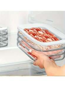Recipiente de cocina de 3 capas, caja de almacenamiento de alimentos hermética y transparente, organizador de alimentos rebanados para el refrigerador, recipiente apilable para preparación de alimentos para carne, queso, jamón, rebanadas, salami, trozos de alimentos, frutas y verduras, organizador de refrigerador de cocina, a prueba de fugas y reutilizable, recipiente de alimentos, organización y almacenamiento de cocina, interior, exterior, camping, regalo de Halloween, Navidad