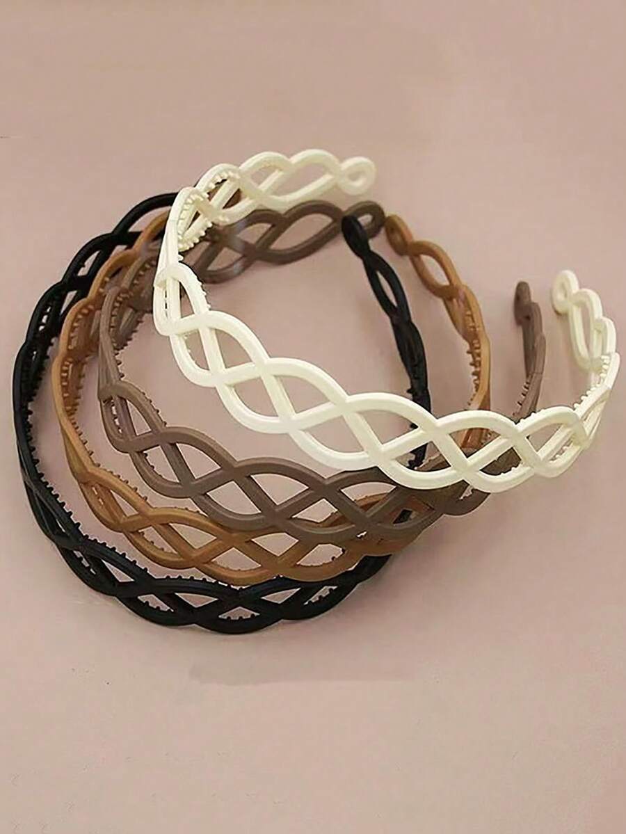 3件装女士哑光树脂带齿发箍，镂空防滑发圈，多功能奢华优雅发夹 - 彩色 - 查看 1