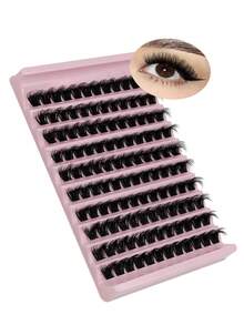 10 Rows/120 Clusters Faux Mink Lashes, D Curl Natural Criss-Cross Fluffy & Lightweight Eyelashes, Makeup Extension DIY False Lashes - DD - View 2