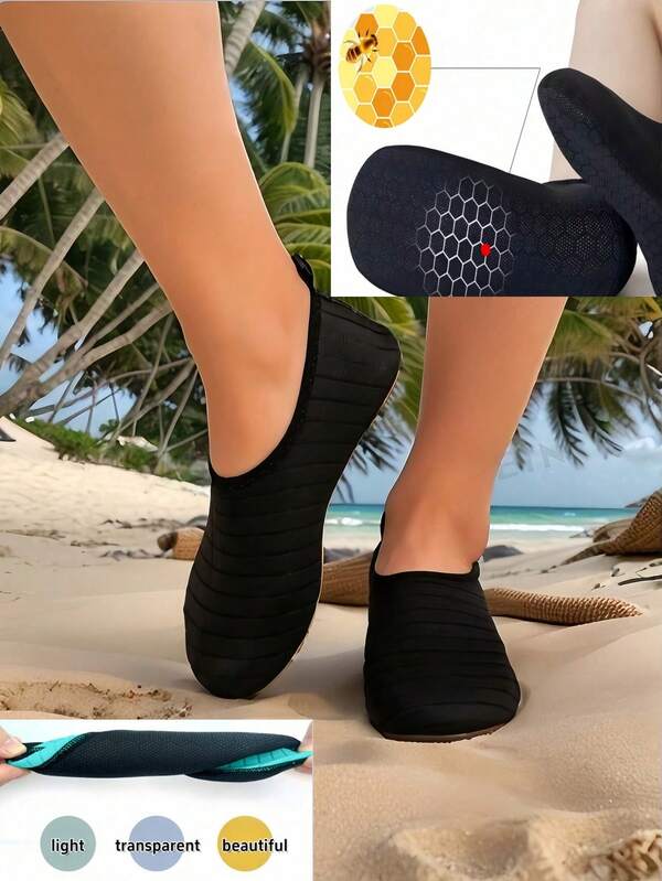 1 par de calcetines de agua descalzos de secado rápido y antideslizantes, aptos para natación, playa, yoga, deportes, piscina, camping, para hombres, mujeres y adolescentes, esenciales de playa