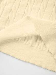 FOR BEAUTY Women's Solid Color Minimalist Twist Knit Sweater, Stylish Geeky Vibe, Suitable For Graduation Season, Back To School, Spring/Summer, Carnival, Valentine's Day, New Year - Apricot - View 10