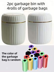 Mini Desktop Trash Can, With Lid, With Garbage Bag, Top Gallon Small Countertop Trash Can, Small Desktop Plastic Lid Trash Can, Desktop Small Recycling Cute Trash Can, Gallon Suitable For Office Bathroom, Kitchen, Living Room, Bedroom, Pink Mini Trash Can, With Lid,