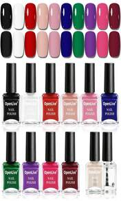 OpenLive 10ml Nude Pink Nail Polish Set 6 Colors Brown Red Purple All Seasons Neutral Color Quick Dry Nail Polish Set For Women Salon DIY Nail Art - 杏色 - 查看 1
