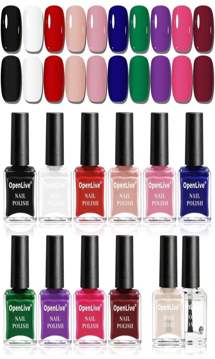 OpenLive 10ml Nude Pink Nail Polish Set 6 Colors Brown Red Purple All Seasons Neutral Color Quick Dry Nail Polish Set For Women Salon DIY Nail Art - 杏色 - 查看 1