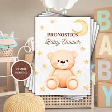 20pcs French Predictive Baby Bear - Fun Gender Reveal Game With Questions - Pastry Design With Bear & Cub - French Card With Signature Space - Precious Keepsake For Expecting Parents - Multicolor - View 6