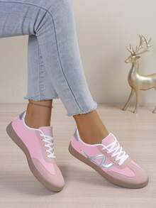 Damen Lässig Sport Rosa Schuhe, modische leichte und bequeme Sportschuhe, geeignet für Gehen, Einkaufen, Alltag, schmeichelhaft für schmale oder breite Füße, süße Schnürung, dünnes und bequemes Design