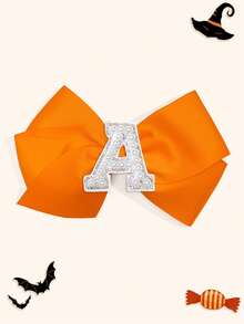 1个5英寸26颗A-Z珍珠字母个性化发夹，适合女孩，可作马尾辫发圈，适用于节日派对、毕业典礼、开学第一天、课堂等场合。 - 橘色 - 查看 14