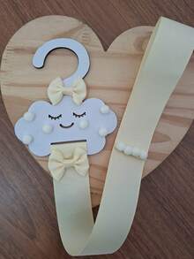 Organizador de laço infantil MDF porta laço mini nuvem cabide decorado menina - Amarelo - Visão 2
