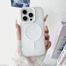 DECOPHONE 白色奢华半透明磁吸无线充电手机壳，兼容 17、17 Pro、17 Air、17 Pro Max、16、15、14、13、12、11 Pro Max、16 Plus，提供透明保护和减震边框设计。 - 白色 - 查看 6