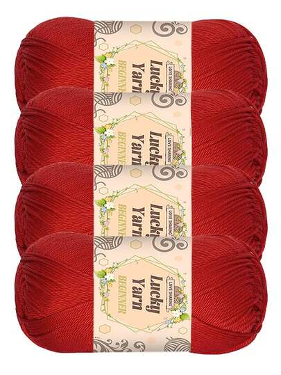 4 Balls Acrylic Solid Color Yarn, 4-Ply Soft Yarn, For Crocheting Sweaters, Scarves, DIY And More