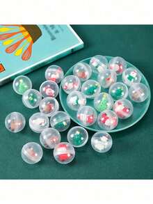 1 pieza Bola cápsula transparente con Papá Noel y reno en miniatura, decoración navideña y regalo de fiesta