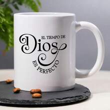 1pc, 3A Grade,EL TIEMPO DE DIOS ES PERFCTO,11oz Coffee Mug,Instant Rich Coffee Mug,Reusable, Perfect For Giving To Family, Friends, Men, Women, And Office Birthdays, New Year's, Valentine's Day, And Holiday Gifts - Pink - View 1