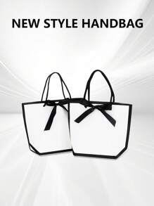 1 件/5 件/10 件款式简约黑白蝴蝶结装饰礼品手提袋，高品质简约礼品袋，适合生日、购物、万圣节派对、圣诞派对、夏季婚礼、家庭礼物、情侣礼物、夏季婚礼、生日礼物、高级礼品袋、最好和最便宜的商品、婚礼回礼、送给家人和朋友的最佳礼品袋 - 彩色 - 查看 8