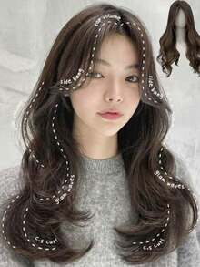 24 Inch Wig Women's New Part Eight Figure Bangs Big Wavy Hair Wig Set - Mocha Brown - View 9