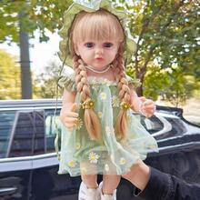 1pc Realistic 22 Inch Reborn Doll Full Vinyl Long Hair Fashion Simulation Dolls Perfect Birthday Christmas Gift - Green - View 1