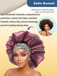 2Pcs Bonnet For Women Solid Hair Bonnet Silk Bonnet Satin Bonnet Breathable Soft Perfect For Sleeping And Hair Care Hair Sleep Cap - Multicolor - View 9