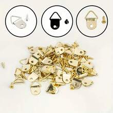 200pcs (100pcs Hooks + 100pcs Screws) Metal Triangle Picture Frame Hanging Hooks With Screws, Photo Frame Hangers, For Frames, Art Display Wall Mounting Hardware Accessories - Multicolor - View 4