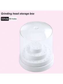 1 pezzo Scatola portaoggetti per punte di levigatura da 48 fori - rosa, bianco, blu, viola, verde, rosso rosa, con coperchio trasparente antipolvere per esporre e conservare forniture per unghie (è inclusa solo la scatola portaoggetti per le punte di levigatura, non sono inclusi altri strumenti)